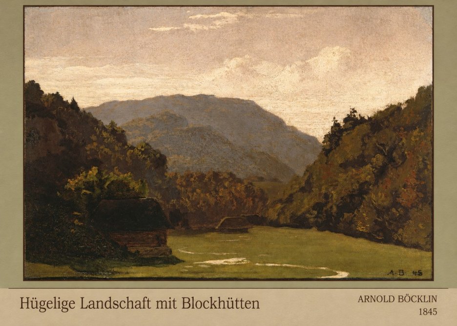 Arnold Böcklin Hügelige Landschaft Mit Blockhütten No3 - Poszter