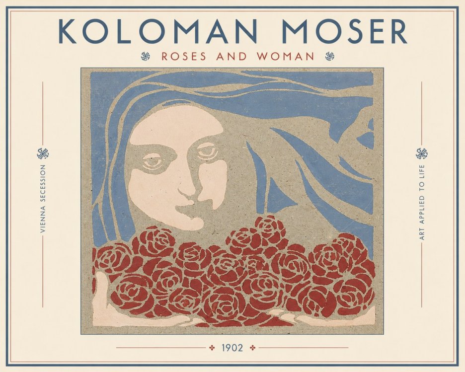 Koloman Moser Roses and Woman No3 - Poszter