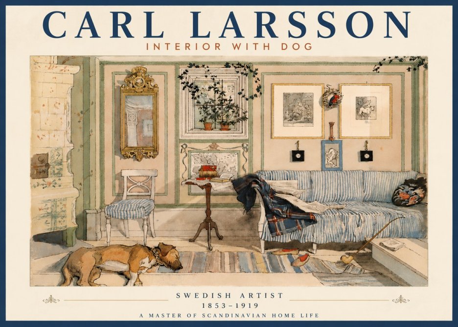 Carl Larsson Interior with Dog No6 - Poszter