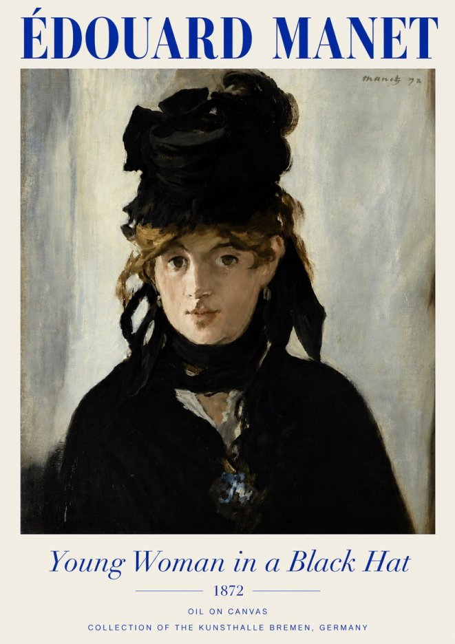 Édouard Manet Young Woman in a Black Hat I No4 - Poszter