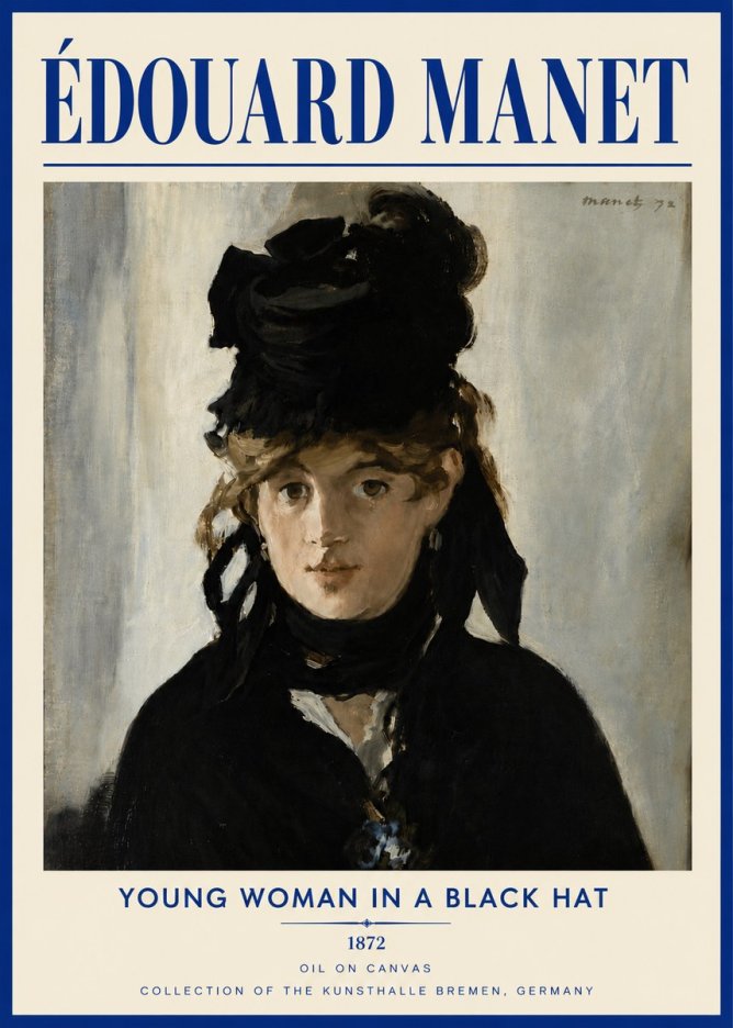 Édouard Manet Young Woman in a Black Hat I No5 - Poszter