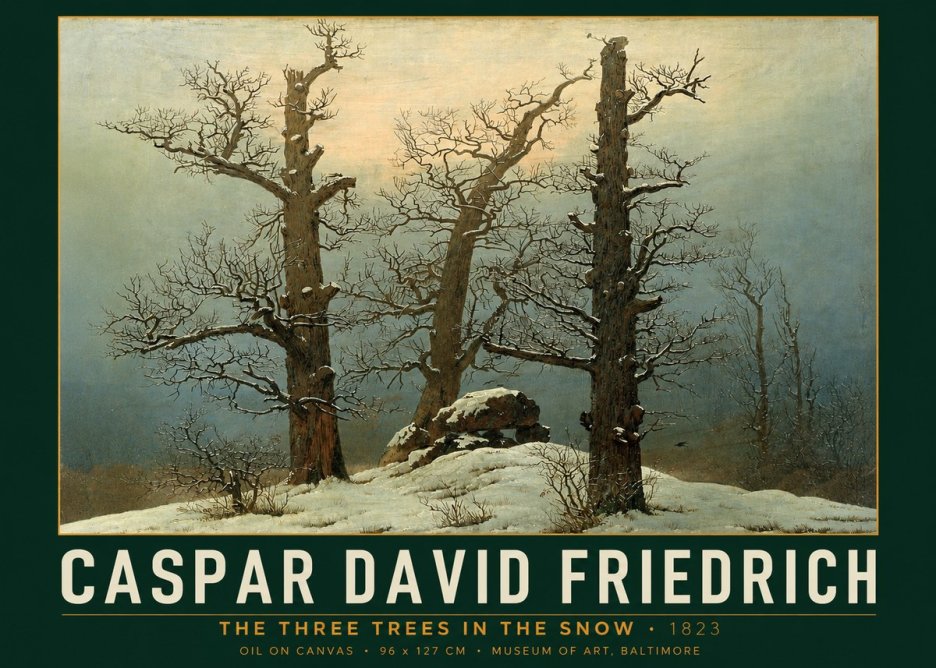 Caspar David Friedrich The Three Trees in the Snow No2 - Poszter