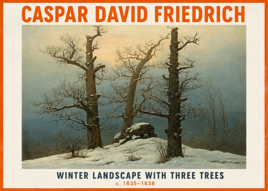 Caspar David Friedrich The Three Trees in the Snow No5 - Poszter