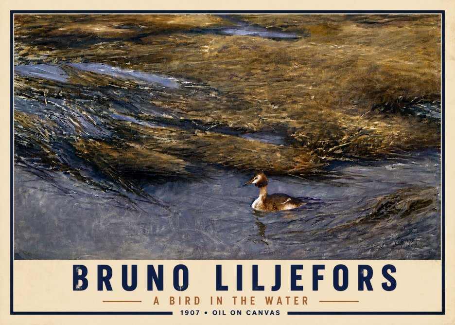 Bruno Liljefors A Bird in the Water No5 - Poszter