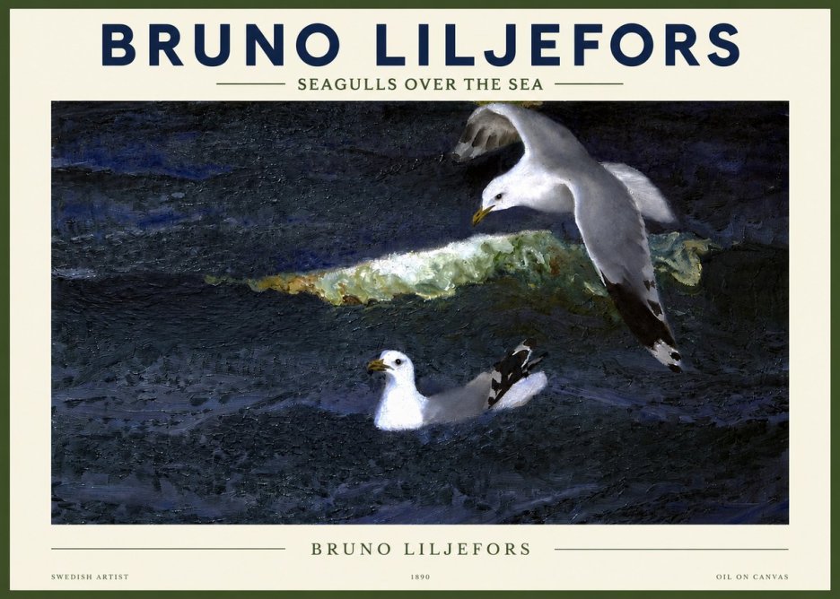 Bruno Liljefors Seagulls over the Sea No2 - Poszter