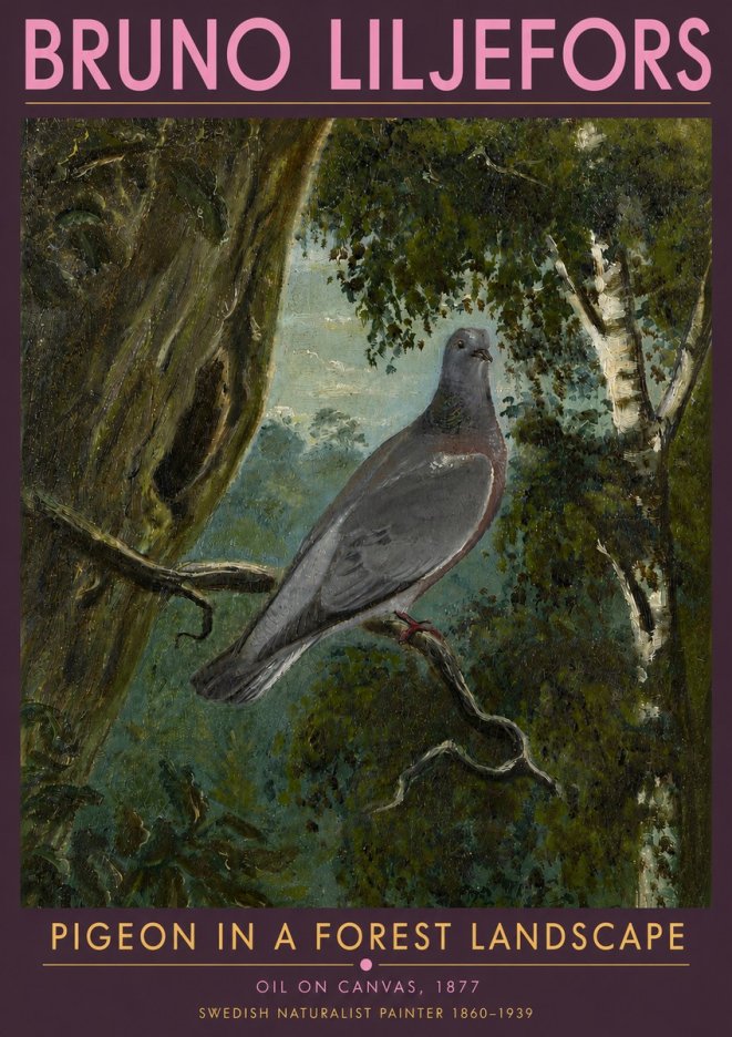 Bruno Liljefors Pigeon in a Forest Landscape No5 - Poszter