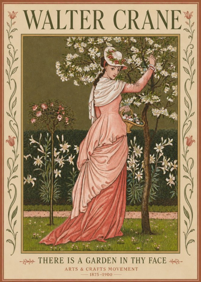 Walter Crane There Is a Garden in Thy Face I No3 - Poszter