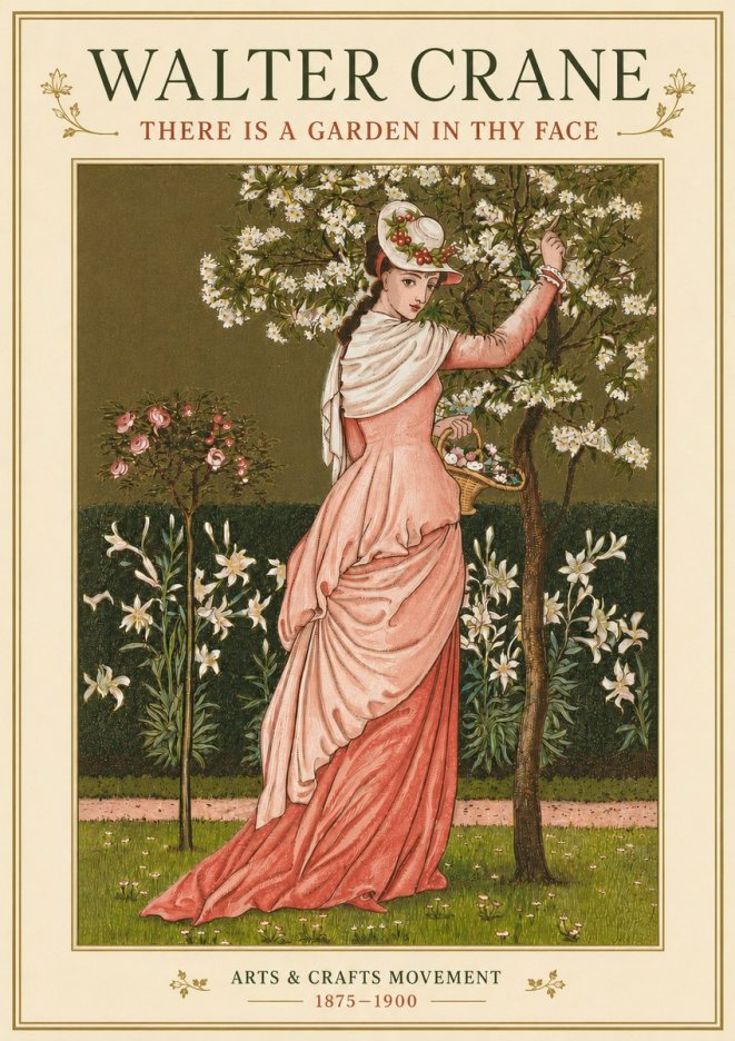 Walter Crane There Is a Garden in Thy Face I No4 - Poszter