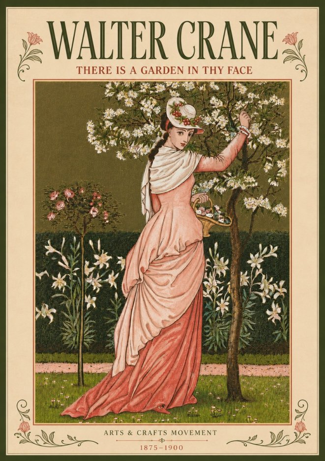 Walter Crane There Is a Garden in Thy Face I No5 - Poszter