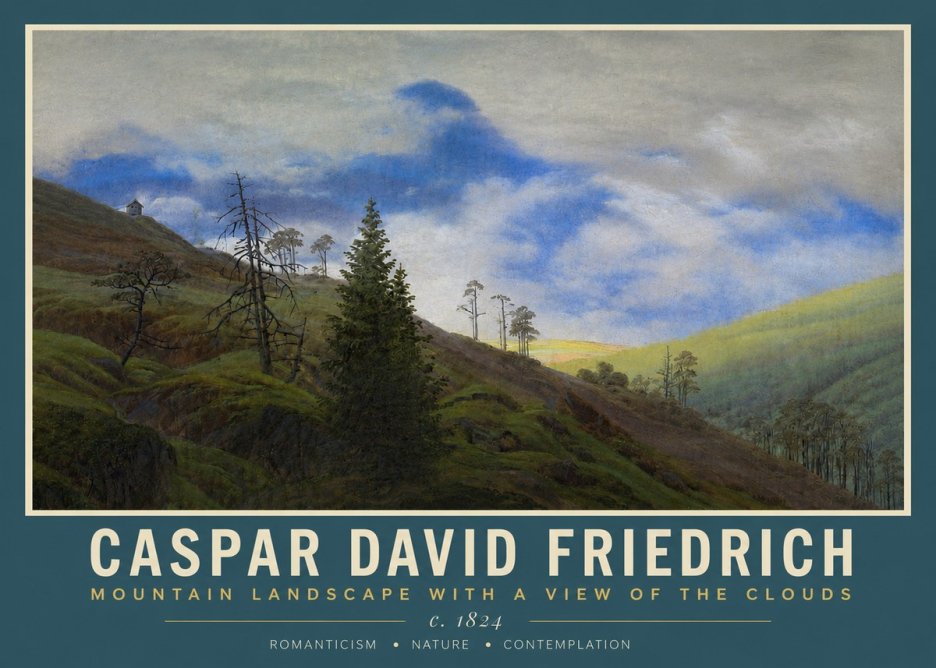 Caspar David Friedrich Mountain Landscape with a View of the Clouds No3 - Poszter