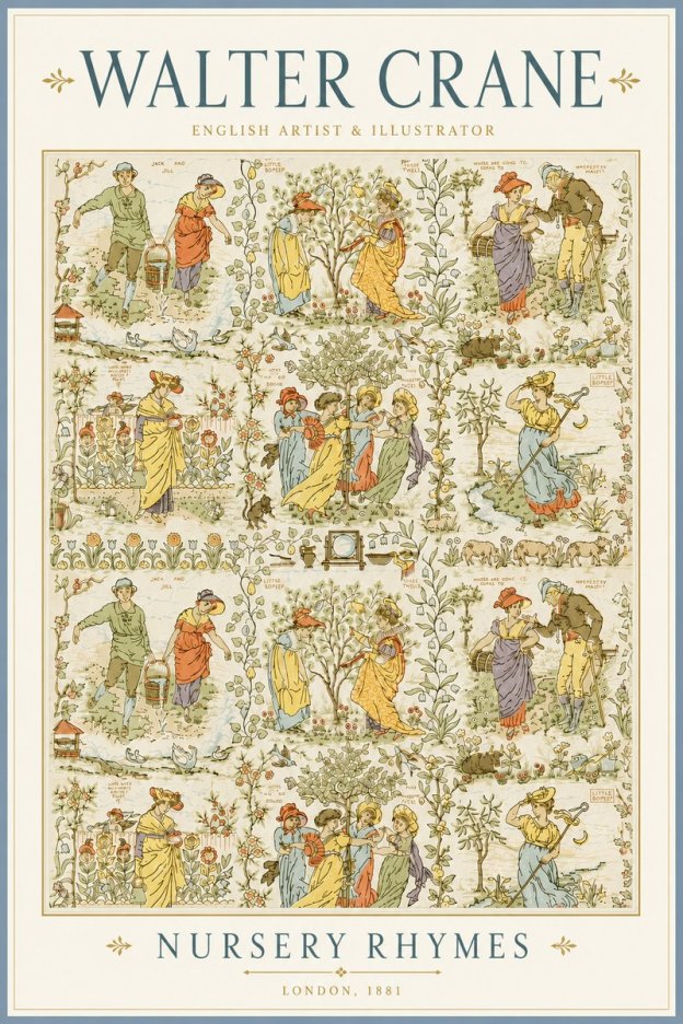 Walter Crane Nursery Rhymes No4 - Poszter