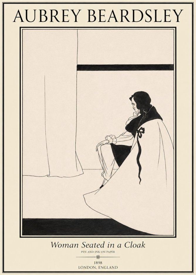 Aubrey Beardsley Woman Seated in a Cloak No1 - Poszter