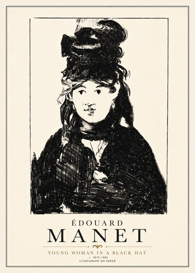 Édouard Manet Young Woman in a Black Hat II No4 - Poszter