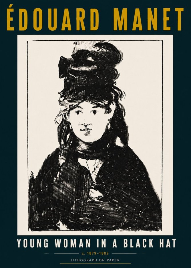Édouard Manet Young Woman in a Black Hat II No5 - Poszter