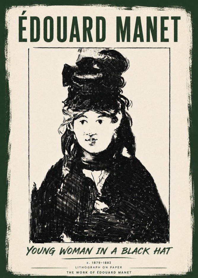 Édouard Manet Young Woman in a Black Hat II No6 - Poszter