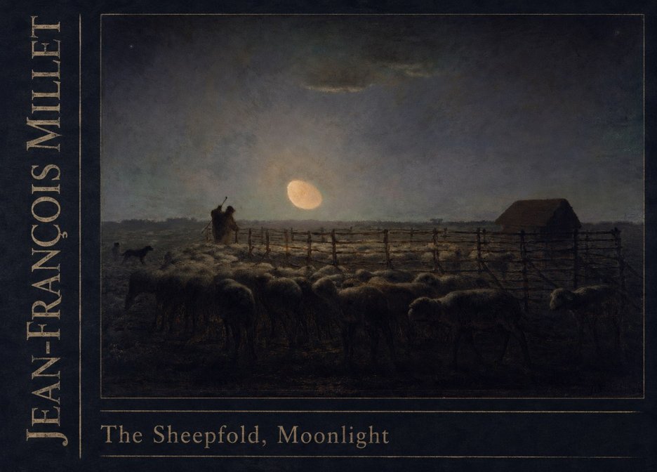 Jean-François Millet The Sheepfold, Moonlight No3 - Poszter