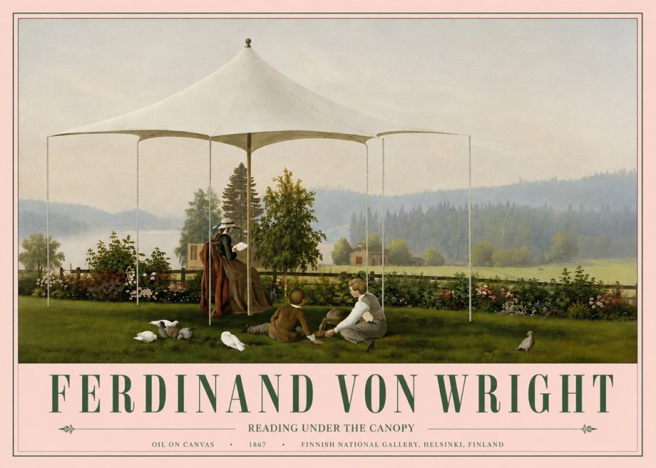 Ferdinand von Wright Reading Under the Canopy No6 - Poszter