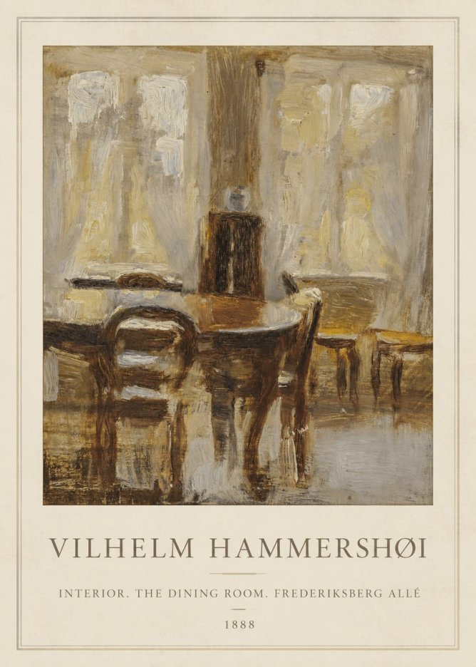 Vilhelm Hammershøi Interior. the Dining Room. Frederiksberg Allé No5 - Poszter