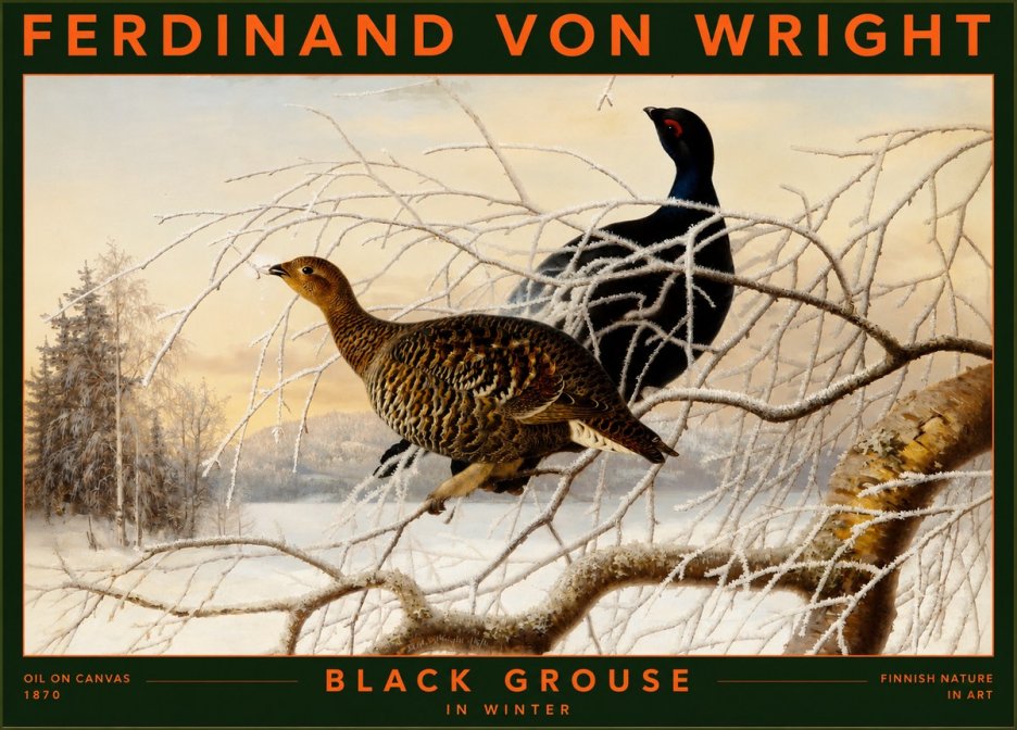 Ferdinand von Wright Black Grouse in Winter No2 - Poszter