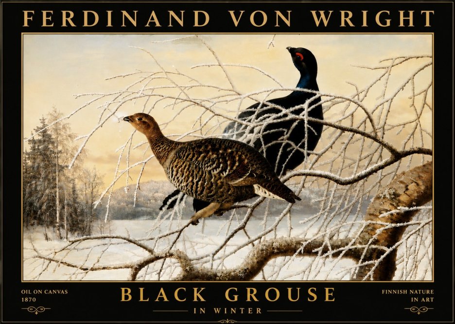 Ferdinand von Wright Black Grouse in Winter No6 - Poszter