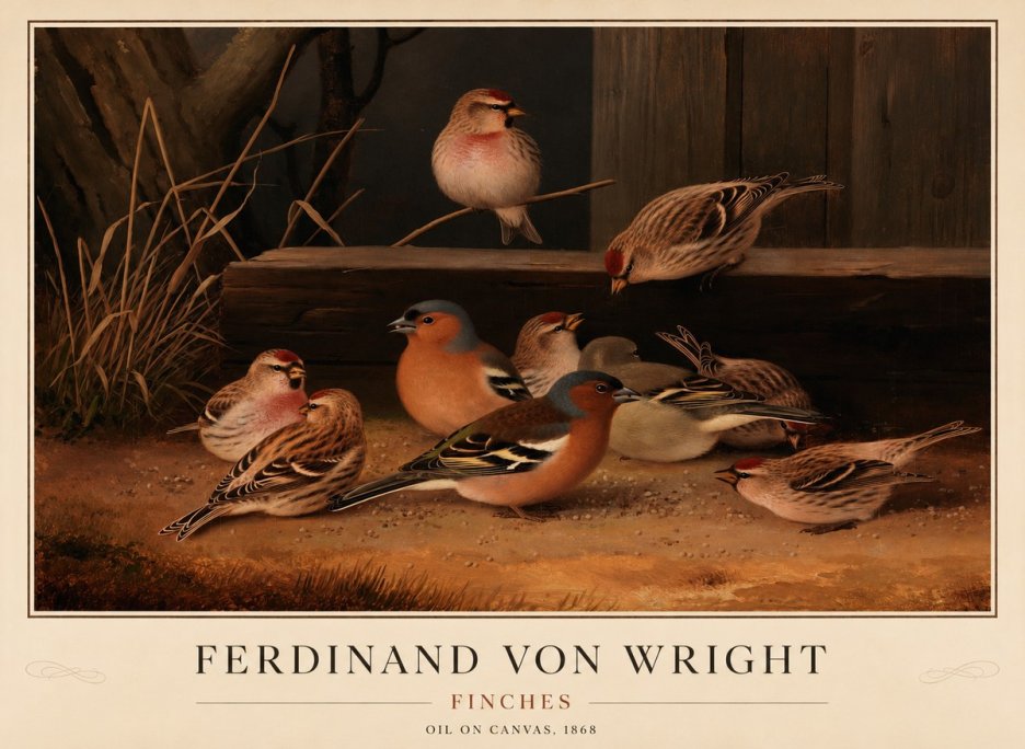 Ferdinand von Wright Finches No1 - Poszter