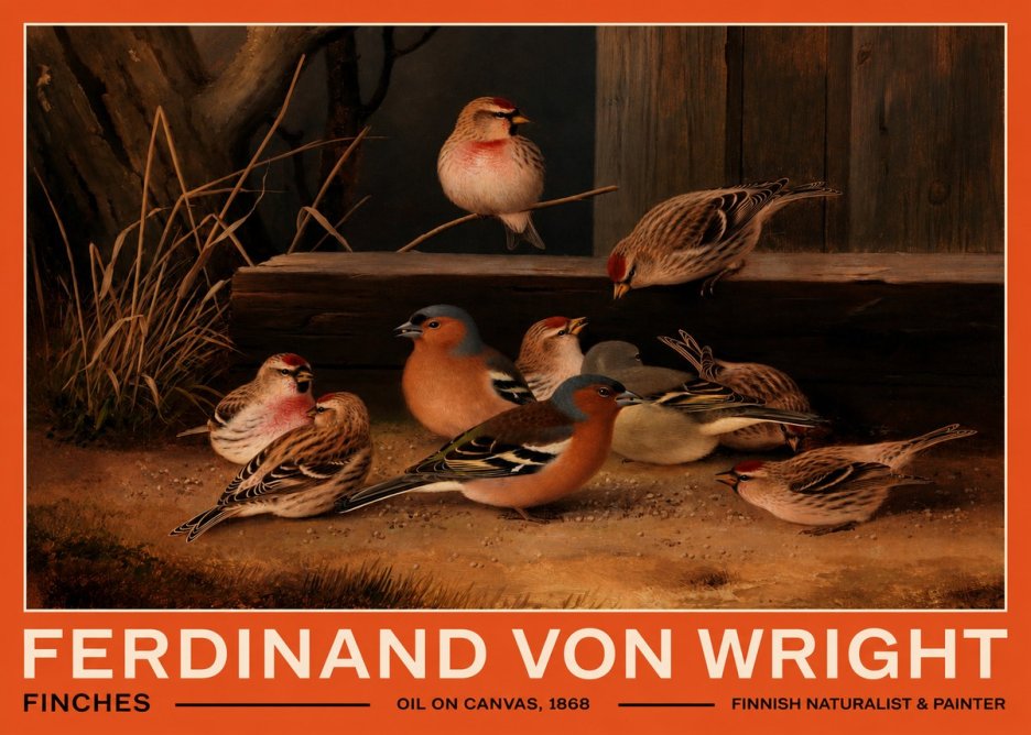 Ferdinand von Wright Finches No2 - Poszter