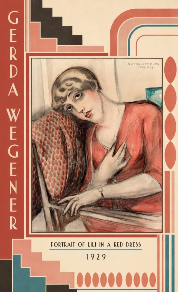 Gerda Wegener Portrait of Lili in a Red Dress No5 - Poszter