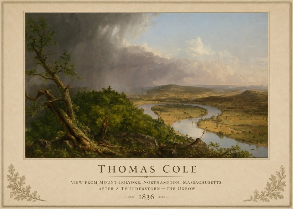 Thomas Cole View from Mount Holyoke, Northampton, Massachusetts, After a Thunderstorm—the Oxbow II No2 - Poszter