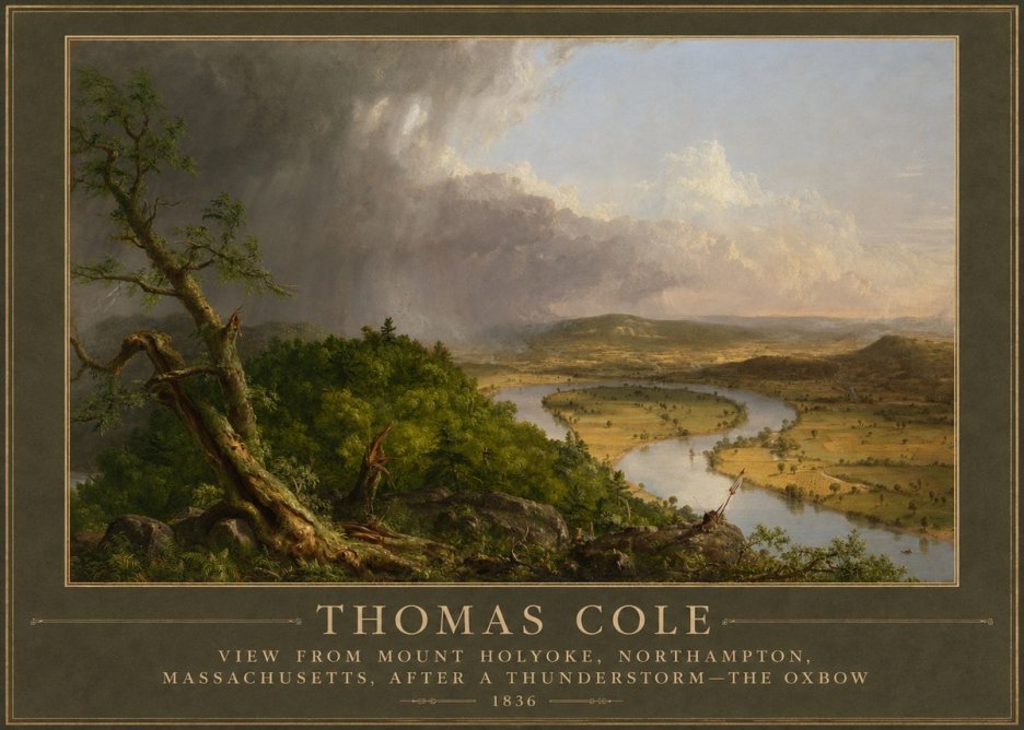 Thomas Cole View from Mount Holyoke, Northampton, Massachusetts, After a Thunderstorm—the Oxbow II No5 - Poszter