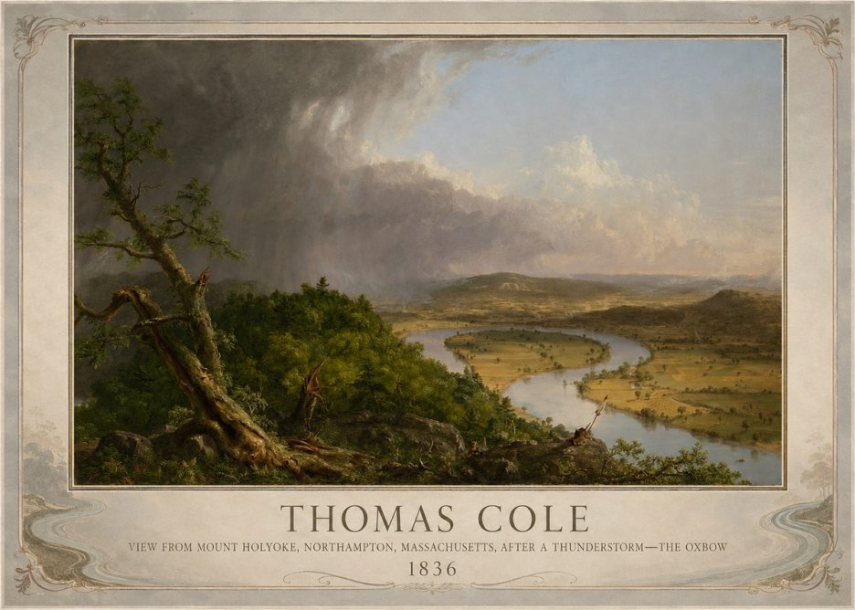 Thomas Cole View from Mount Holyoke, Northampton, Massachusetts, After a Thunderstorm—the Oxbow II No6 - Poszter