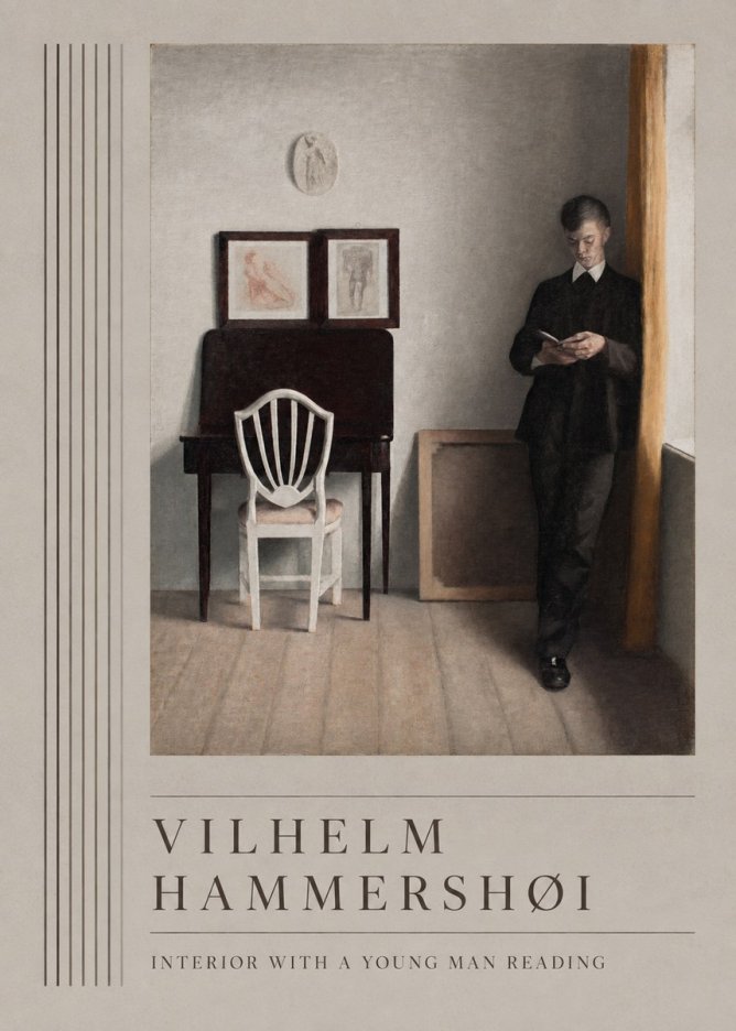 Vilhelm Hammershøi Interior with a Young Man Reading No5 - Poszter