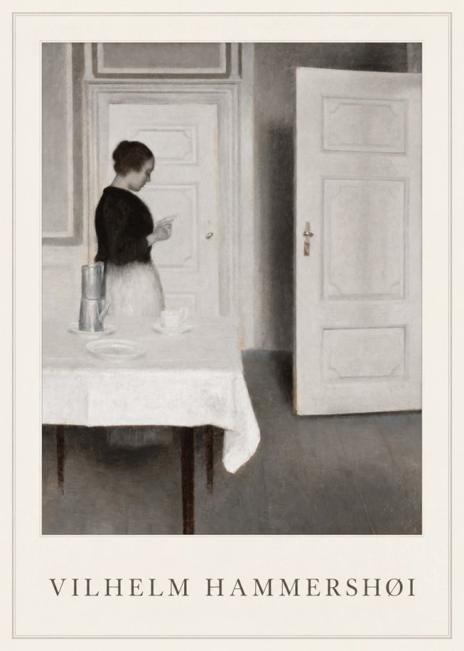 Vilhelm Hammershøi Interior with a Woman Reading a Letter No1 - Poszter