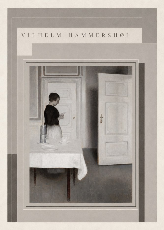 Vilhelm Hammershøi Interior with a Woman Reading a Letter No3 - Poszter