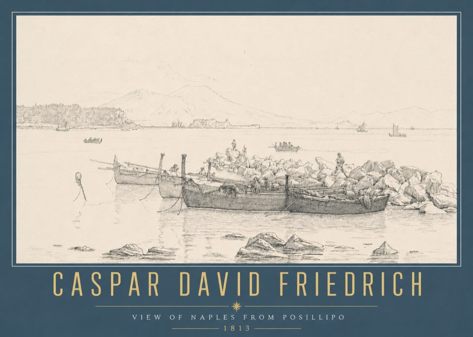 Caspar David Friedrich View of Naples from Posillipo No4 - Poszter
