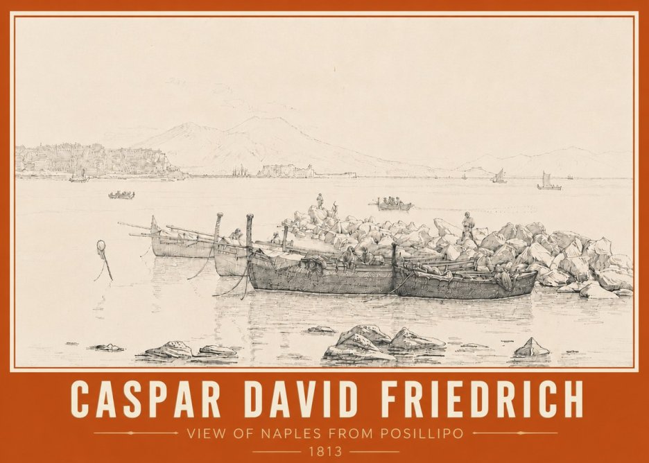 Caspar David Friedrich View of Naples from Posillipo No5 - Poszter