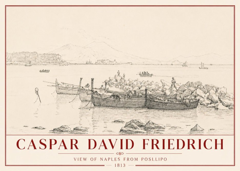 Caspar David Friedrich View of Naples from Posillipo No6 - Poszter