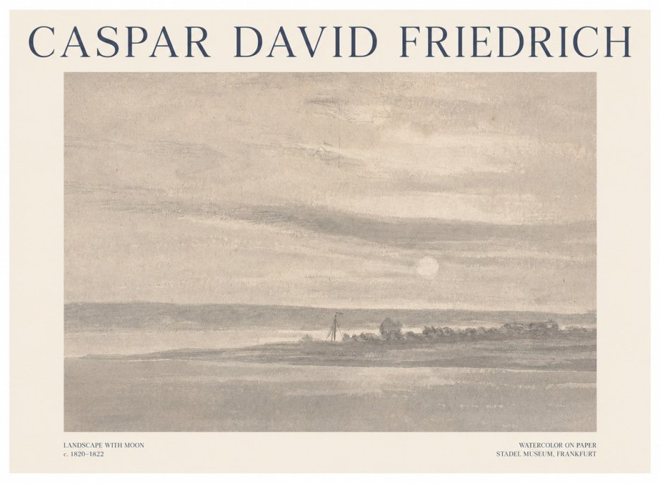 Caspar David Friedrich Landscape with Moon No1 - Poszter