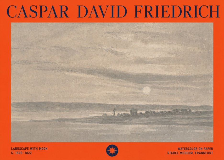 Caspar David Friedrich Landscape with Moon No4 - Poszter