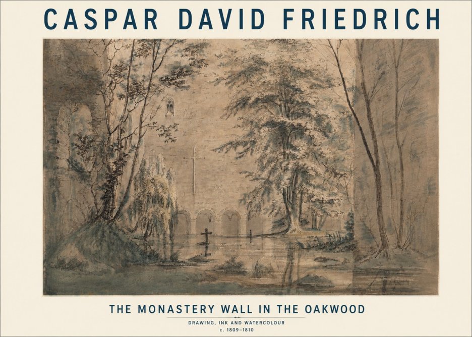 Caspar David Friedrich The Monastery Wall in the Oakwood No3 - Poszter