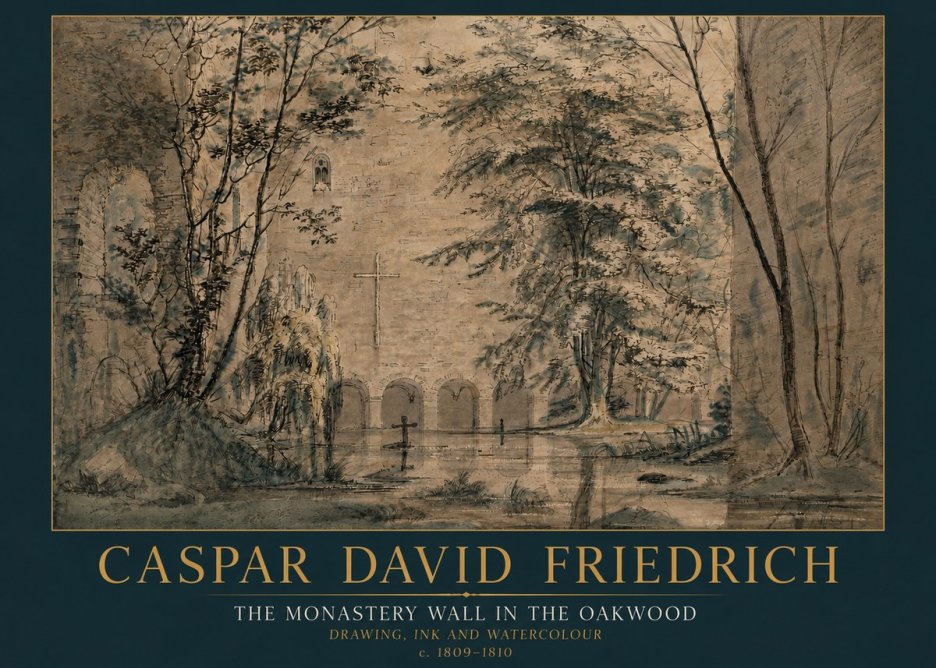 Caspar David Friedrich The Monastery Wall in the Oakwood No5 - Poszter