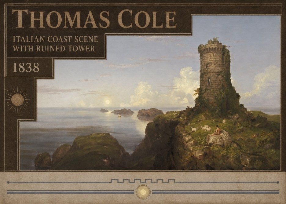 Thomas Cole Italian Coast Scene with Ruined Tower II No5 - Poszter