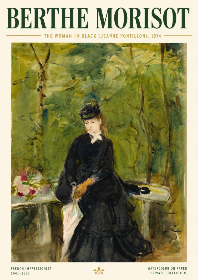 Berthe Morisot The Woman in Black (Jeanne Pontillon) No4 - Poszter