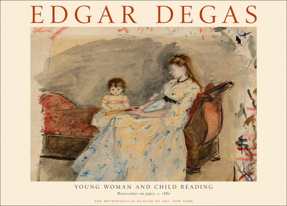 Edgar Degas Young Woman and Child Reading No1 - Poszter