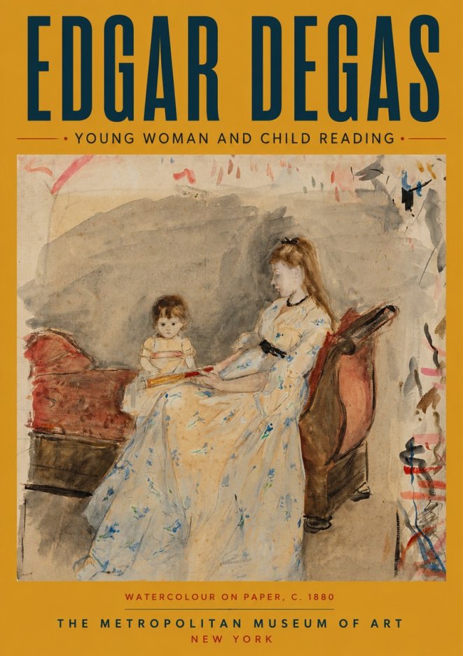Edgar Degas Young Woman and Child Reading No4 - Poszter