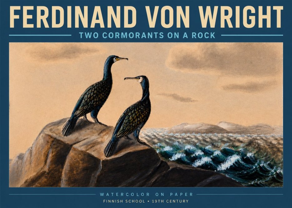 Ferdinand von Wright Two Cormorants on a Rock No3 - Poszter