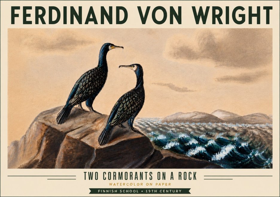 Ferdinand von Wright Two Cormorants on a Rock No6 - Poszter