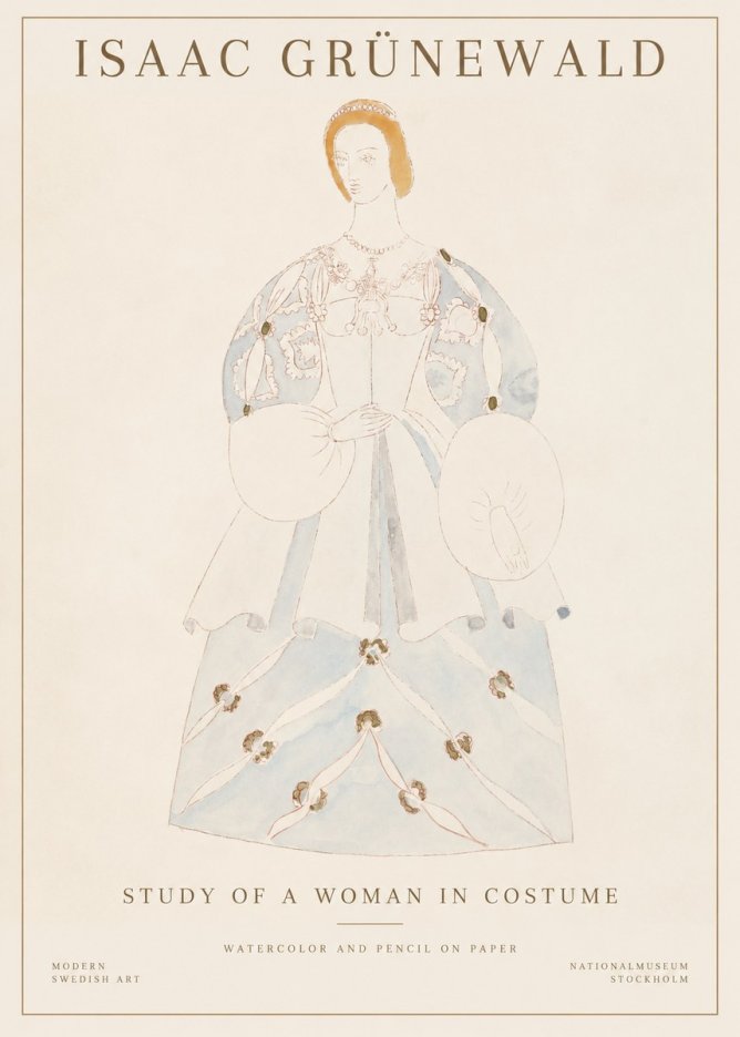 Isaac Grünewald Study of a Woman in Costume No1 - Poszter