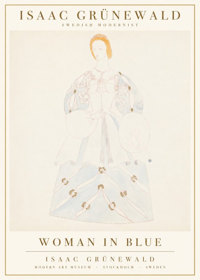 Isaac Grünewald Study of a Woman in Costume No3 - Poszter
