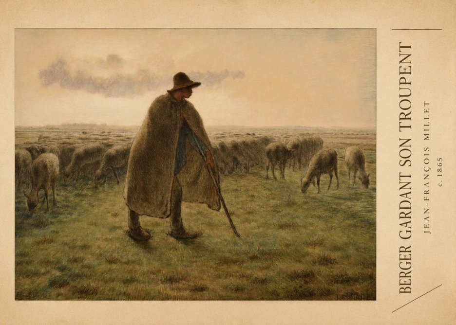 Jean-François Millet Berger Gardant Son Troupeau No3 - Poszter