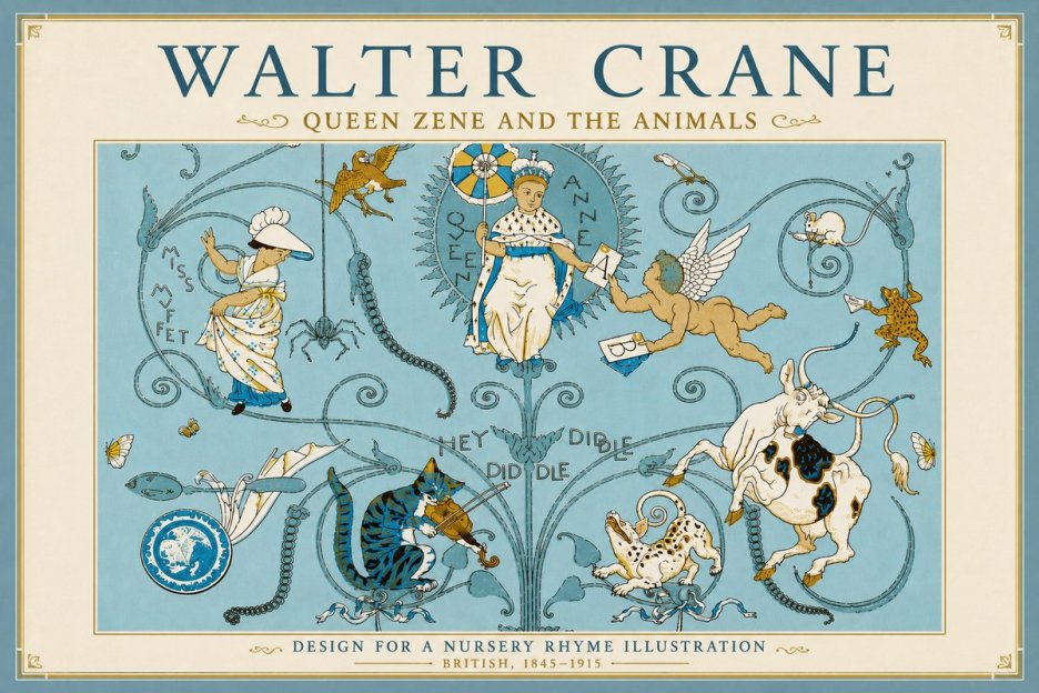 Walter Crane Queen Zene and the Animals No6 - Poszter